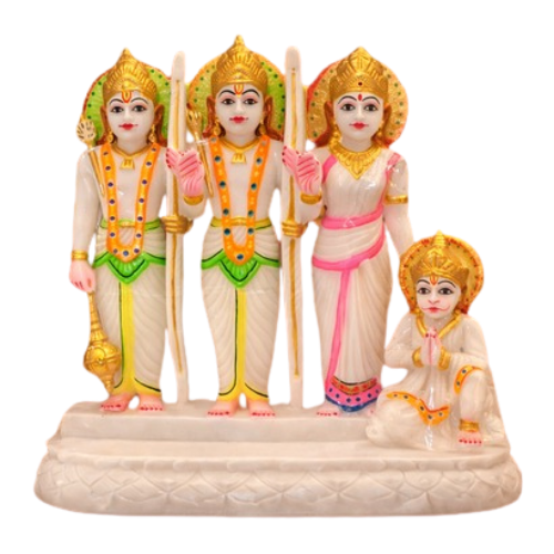 Premium Ram Darbar Marble Finish Statue for Home Mandir & Pooja