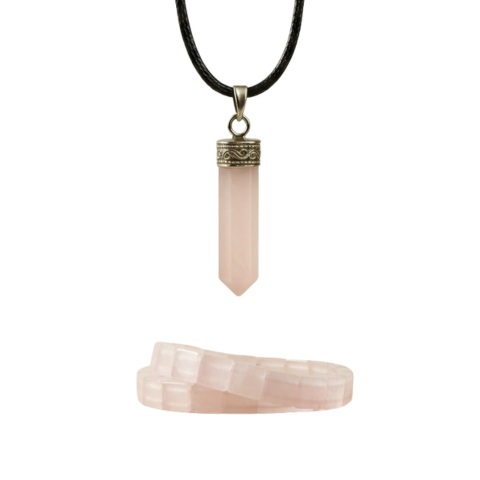 Rose Harmony Healing Combo – Love Crystal Pendant with Rose Quartz Bracelet