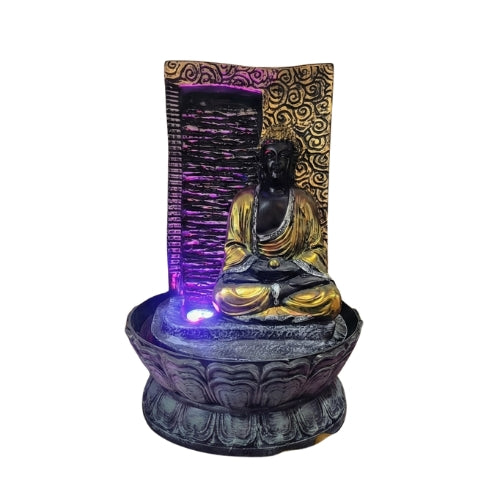 Divine Dhyana Mudra Buddha Water Fountain with LED for Home Decor