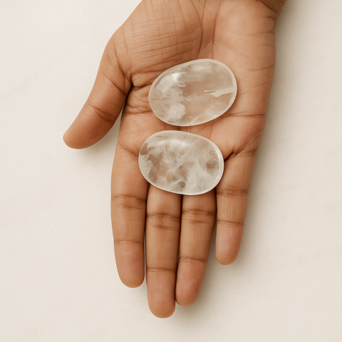 Crystal Clarity Clear Quartz Palm Stone Set