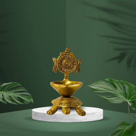 Sacred Turtle Brass Jyoti Diya – Light of Faith & Abundance