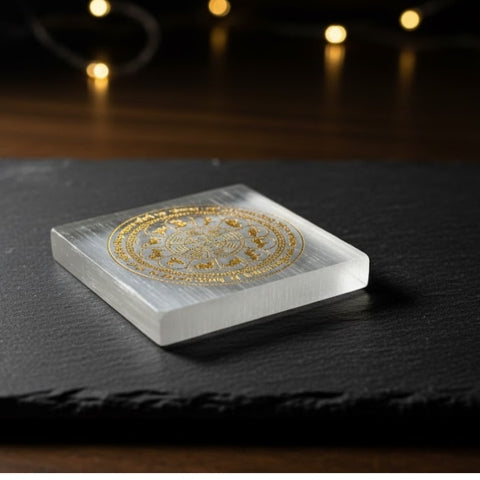 Mandala Selenite Charging Plate