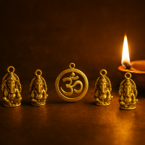 Auspicious Ganesha Om Diya Charm Set