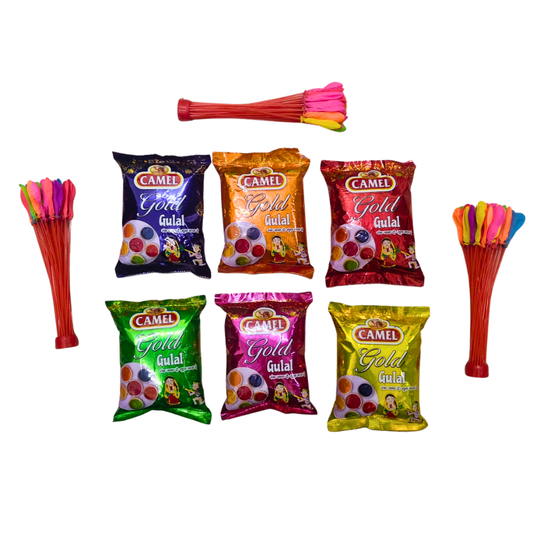Royal Rangotsav Holi Gift Hamper – 6 Premium Gulal with Water Balloon Pack