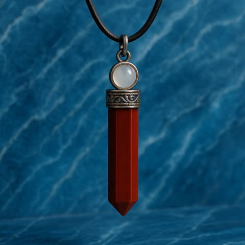 Red Jasper Hexagon Point Pendant