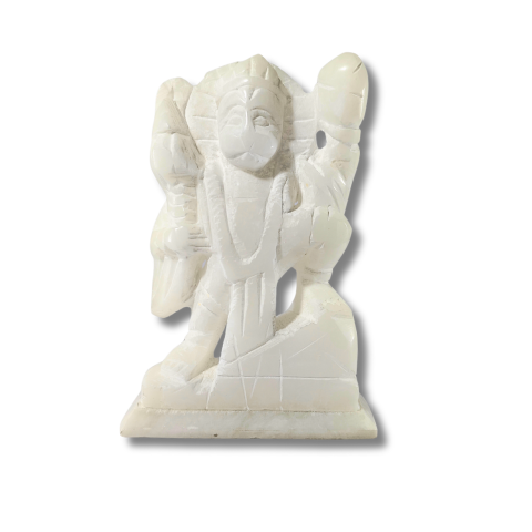 Handcrafted White Marble Lord Hanuman Idol – Divine Spiritual Home Décor Statue