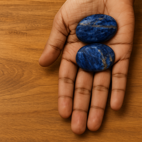 Lapis Lazuli Calm Clarity Palm Stone Set