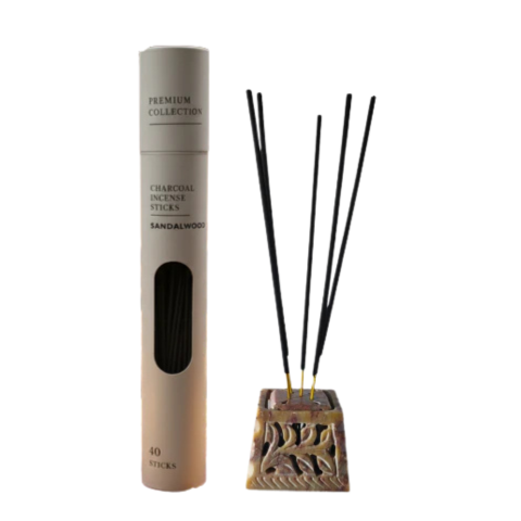 Sandalwood Serenity Combo – Premium Incense Sticks with Decorative Agarbatti Holder