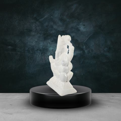 Handcrafted White Marble Lord Ganesha Idol – Spiritual Home Décor Statue