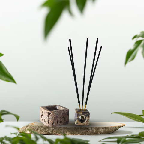 Shubh Smaran Stone Incense Holder – Spiritual Serenity Set