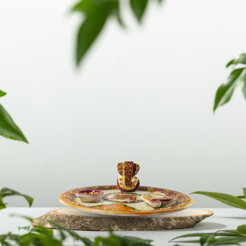 Handcrafted Marble Ganesh Pooja Thali