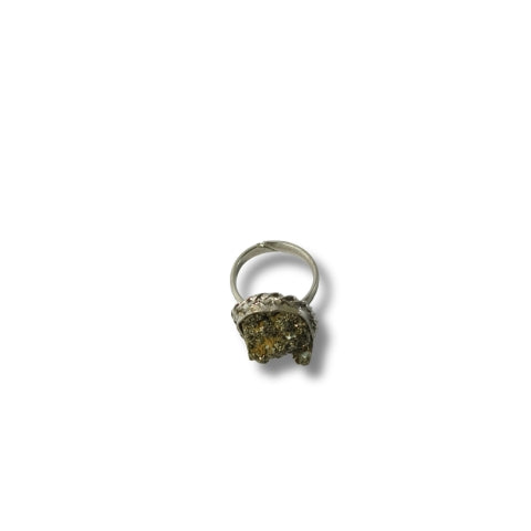Raw Pyrite Silver Statement Ring