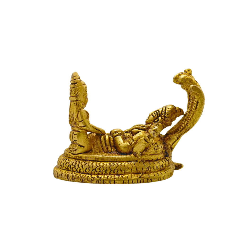 Brass Vishnu Lakshmi Statue – Sheshshayi Narayan Mandir Decorative Idol