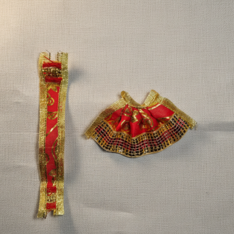 Sacred Radhe Krishna Poshak – Multicolor Skirt & Dupatta Ensemble