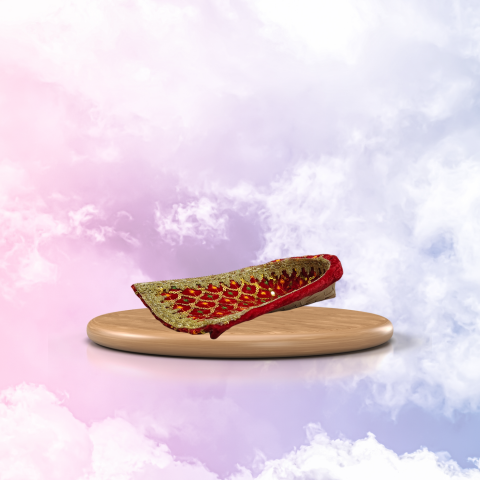 Royal Red Pooja Soop – Golden Embroidered Base