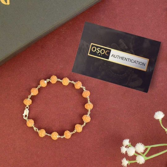 Authentic & Certified Natural Rudraksha Bracelet with Silver Capping