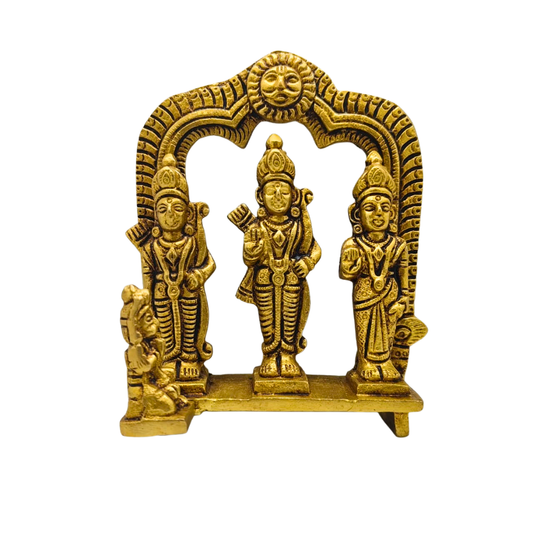 Brass Ram Darbar Idol with Hanuman – Ram Sita Lakshman Statue for Home Temple