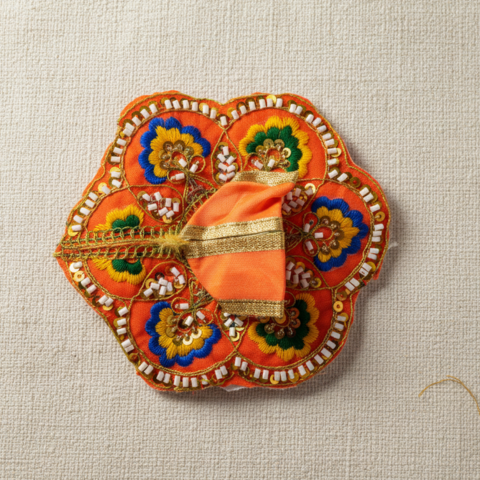 Shubh Vishnu Ji Poshak – Golden Embellished Multicolor Vastra