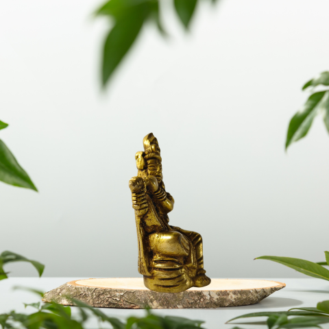 Golden Krishna Brass Idol with Flute Showpiece