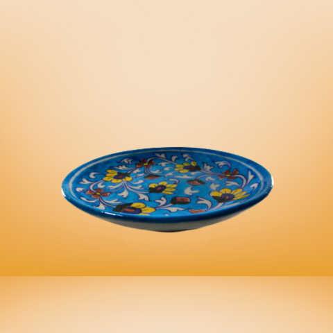 Sky Blue Blossom Floral Ceramic Plate
