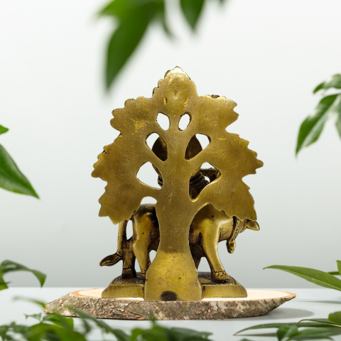 Divine Shree Krishna with Cow Brass Idol