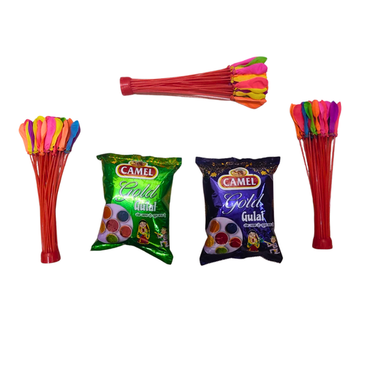 Emerald Royale Holi Gift Hamper – 2 Premium Gulal & Water Balloon Pack
