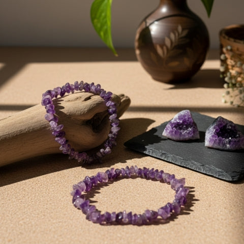 Natural Amethyst Crystal Bracelets – Healing Stone Jewelry for Calmness & Positivity