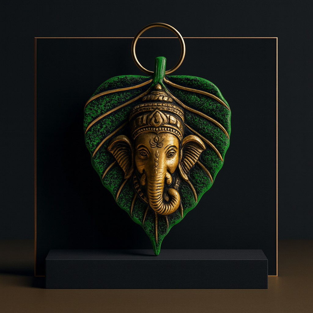 Sacred Peepal Leaf Ganesh Idol – Premium Wall Art