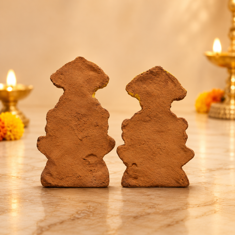 Natural Cow Dung Lakshmi Ganesh Ji Idol Set with Golden Finish for Diwali Pooja