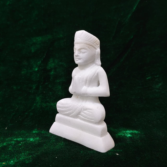 Spiritual White Marble Buddha Statue for Pooja & Meditation