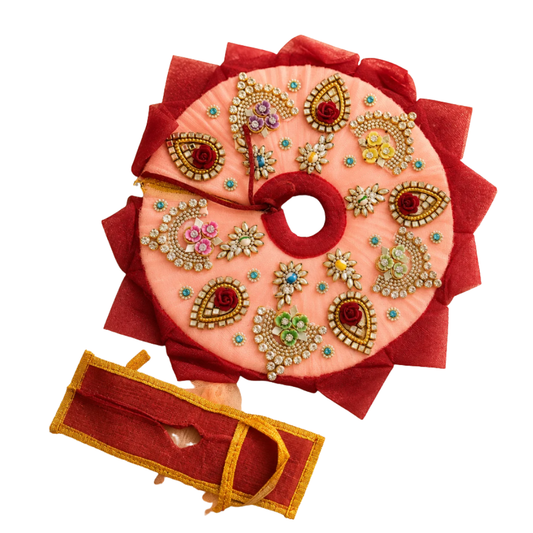 Pink & Red Ladoo Gopal Mukut Set – Designer Thakur Ji Shringar Crown