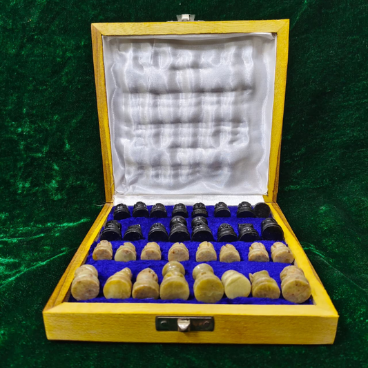Elegant Marble Chess Board with Wooden Storage Case
