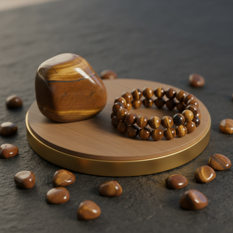 Tiger’s Eye Stone Jewelry Set – Natural Brown Crystal Bracelet & Tumbled Gems