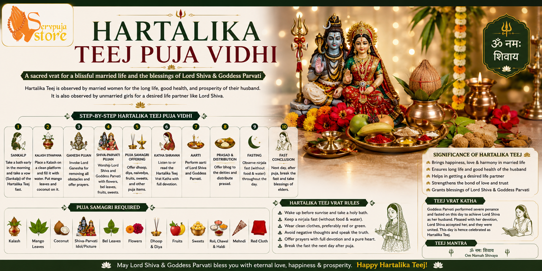 Hartalika Teej Puja Vidhi (2026): Complete Rituals, Puja Samagri, Vrat Rules &amp; Significance