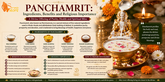 Traditional Panchamrit made with five sacred ingredients for Hindu puja, abhishek, and religious rituals