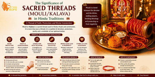 Sacred Mouli Kalava thread used in Hindu traditions for protection, blessings, devotion, and religious rituals