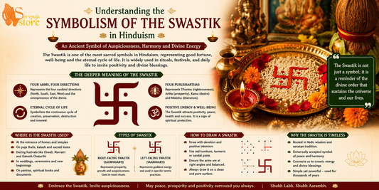 Sacred Swastik symbol in Hinduism representing auspiciousness, prosperity, spiritual harmony, and divine blessings during puja rituals