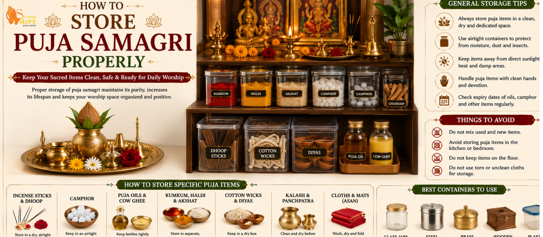 how to store puja samagri properly