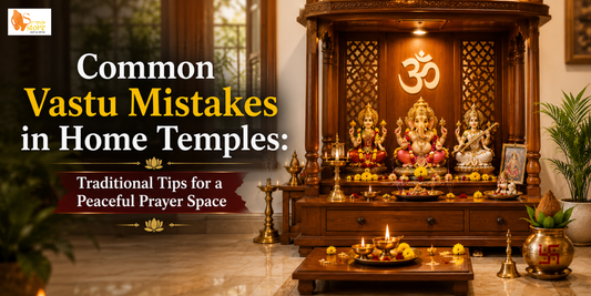Well-maintained home temple with properly placed Hindu idols, brass diya, incense, fresh flowers, and a clutter-free altar following traditional Vastu principles.