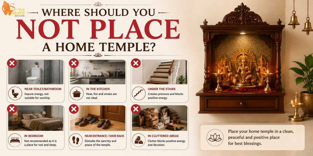 A beautifully arranged home temple placed in a Vastu-compliant location inside a modern home