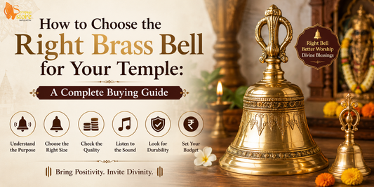 "Traditional handcrafted brass temple bell for home mandir and Hindu worship – complete buying guide for choosing the right brass bell for daily puja and temple rituals."