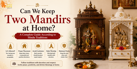 Two beautifully arranged home mandirs with Hindu deities, explaining whether keeping two temples at home is appropriate according to Hindu traditions and Vastu principles.