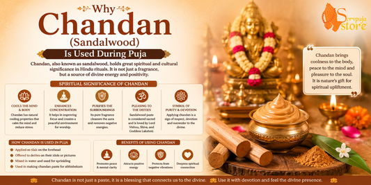 Chandan sandalwood paste used during Hindu puja for spiritual purity, divine blessings, and traditional worship rituals