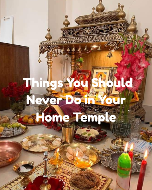 Clean and peaceful home temple with diya and puja essentials