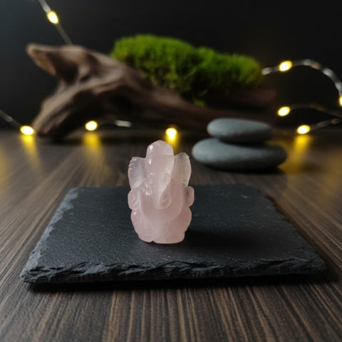 Rose Quartz Ganesha Idol