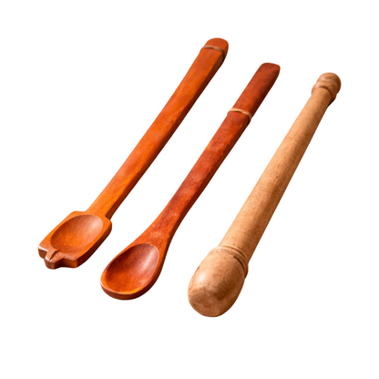 Traditional Wooden Pooja Spoon Set
