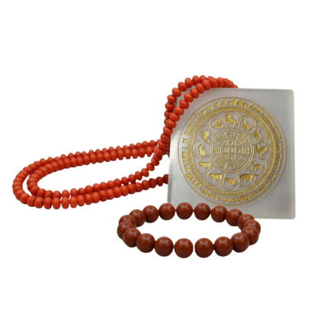 Selenite Aura Cleansing Combo – Charging Plate with Energy Mala & Power Bracelet