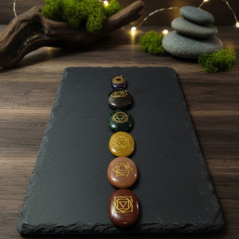 7 Chakra Engraved Healing Stones Set