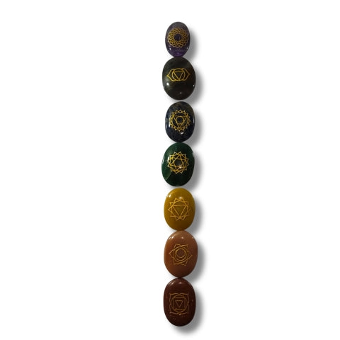 7 Chakra Engraved Healing Stones Set