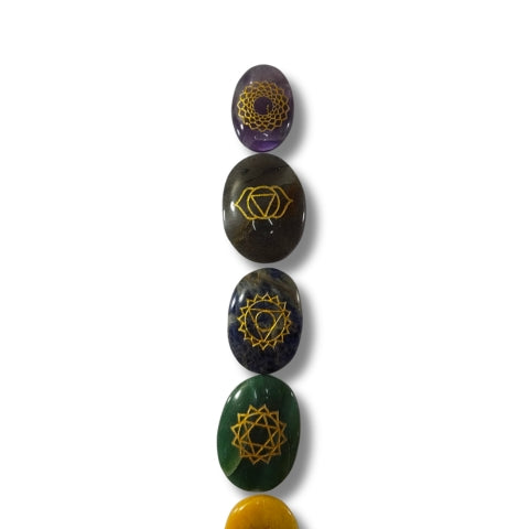 7 Chakra Engraved Healing Stones Set